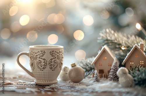 Cozy Winter Mug With Decorated Houses