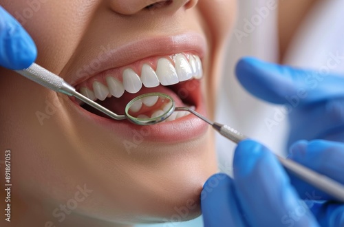 Woman Smiling During Dental Checkup