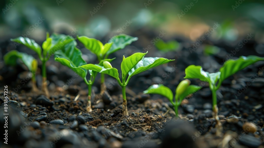 Green sprouting coffee beans Green sprouting coffee beans
