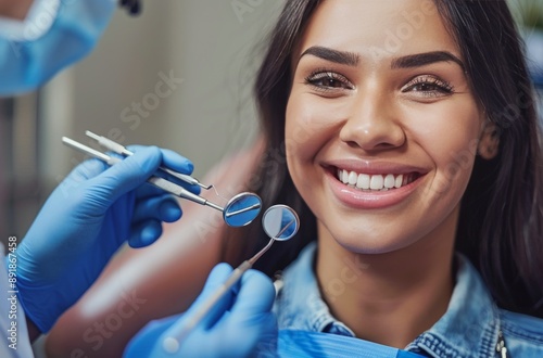 Woman Smiling During Dental Exam