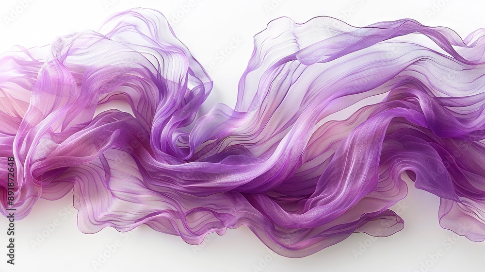 A close-up image showcasing an artwork with shades of purple and pink resembling smoke waves on a white backdrop A close-up image showcasing an artwork with shades of purple and pink resembling smoke waves on a white backdrop
