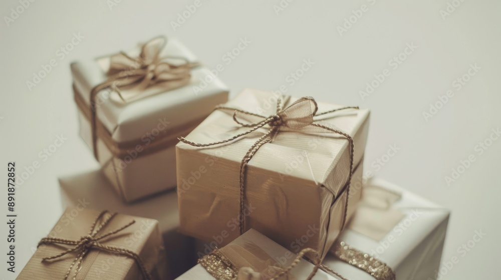 Toned image of gift boxes with white backdrop Toned image of gift boxes with white backdrop