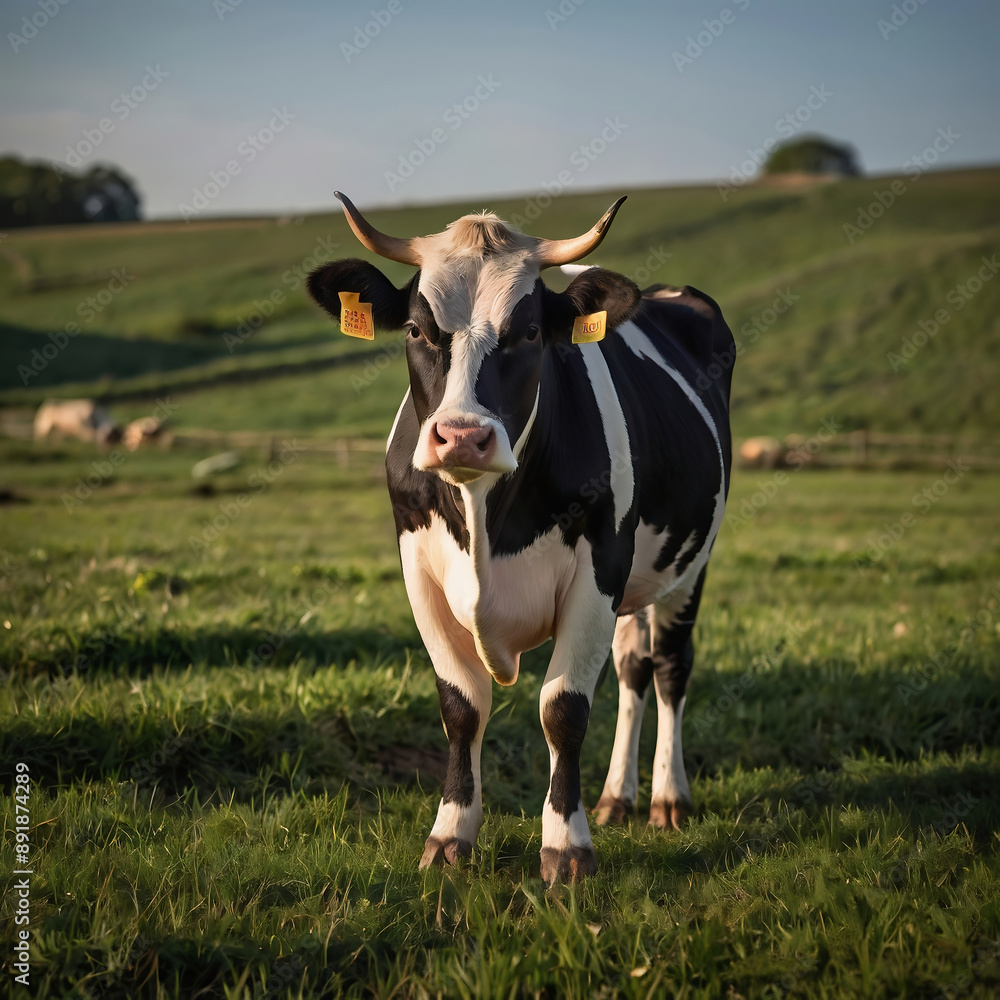 Sun shining on holstein cow at the pasture Sun shining on holstein cow at the pasture
