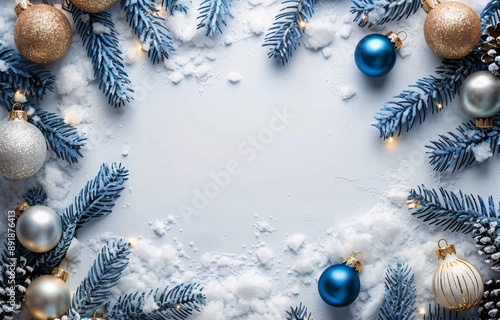 Snowy Christmas Ornament Border