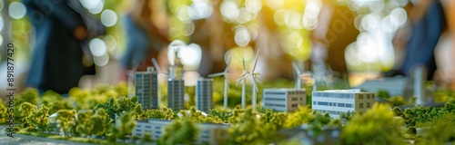Model City With Wind Turbines