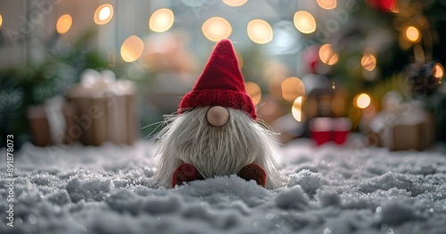 Christmas Gnome in Snowy Scene