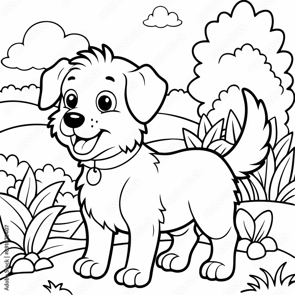 A coloring book with a puppy A coloring book with a puppy