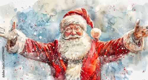 Smiling Santa In Snow