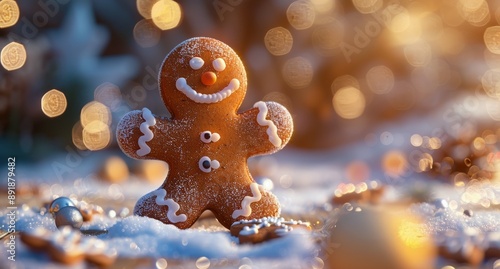 Gingerbread Man in Snow