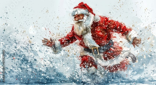 Smiling Santa In Snow