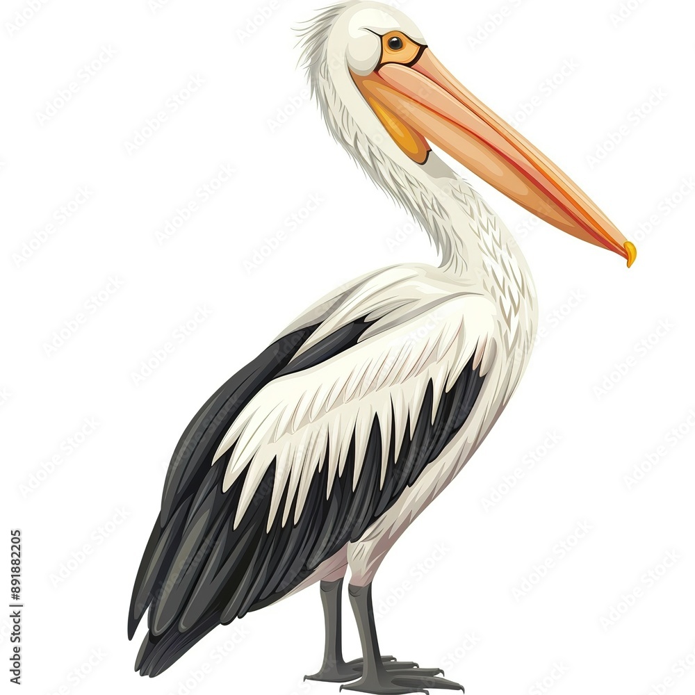 Fototapeta premium Pelican Classic fashion cartoon isolated whitebackground