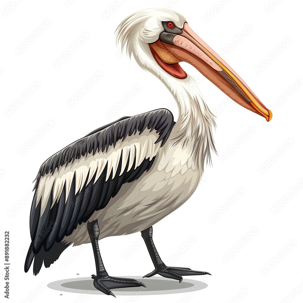 Fototapeta premium Pelican Edgy fashion cartoon isolated whitebackground