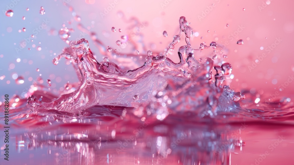 Water Splashing with Pink and Blue Background Water Splashing with Pink and Blue Background