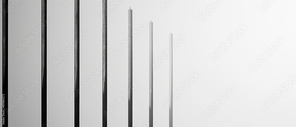 A series of metal rods are lined up in a row A series of metal rods are lined up in a row