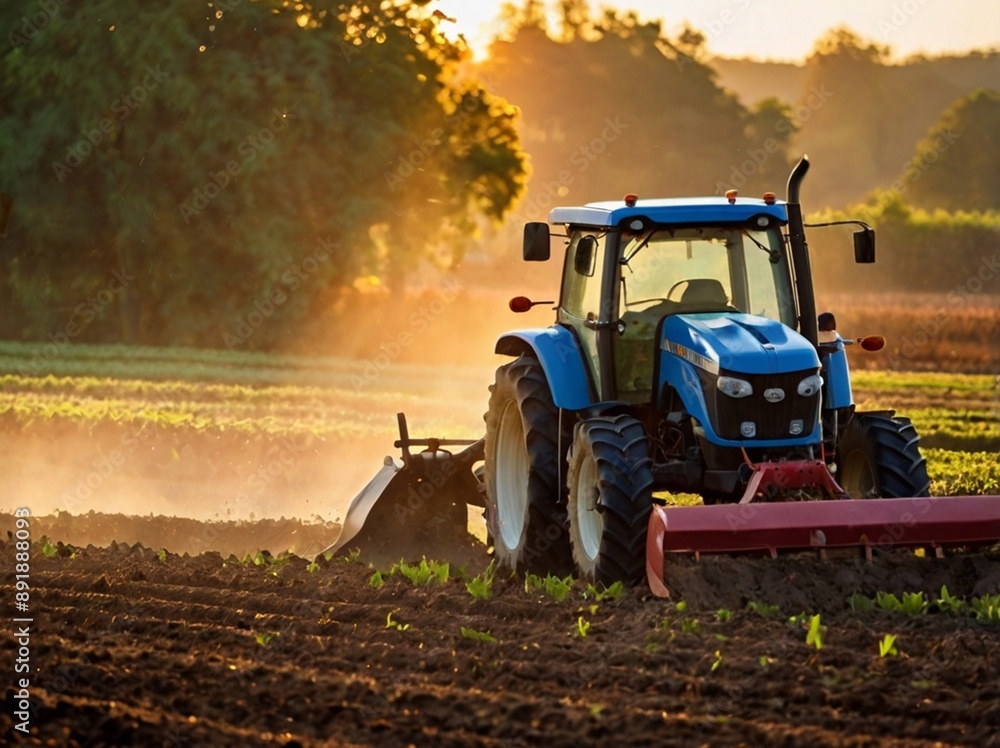 Fototapeta premium tractor working in the field