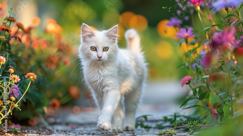 cat and flowers