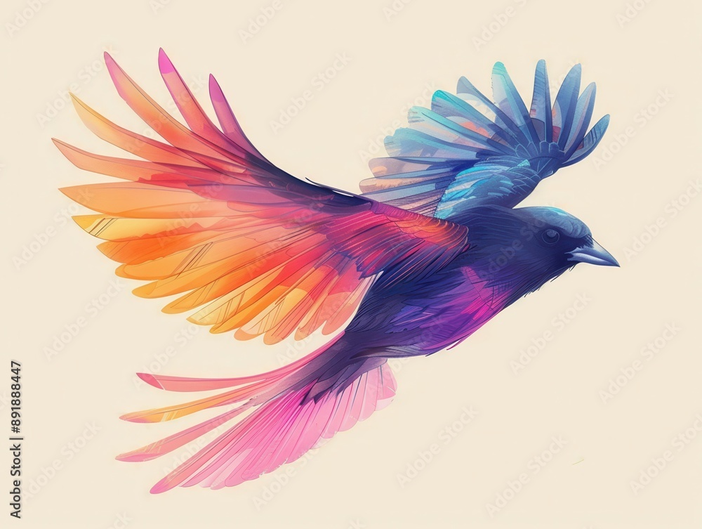 Obraz premium A colorful bird with a black beak flying in the sky