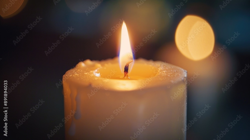 Close up of a white candle wick illuminated by moonlight Close up of a white candle wick illuminated by moonlight