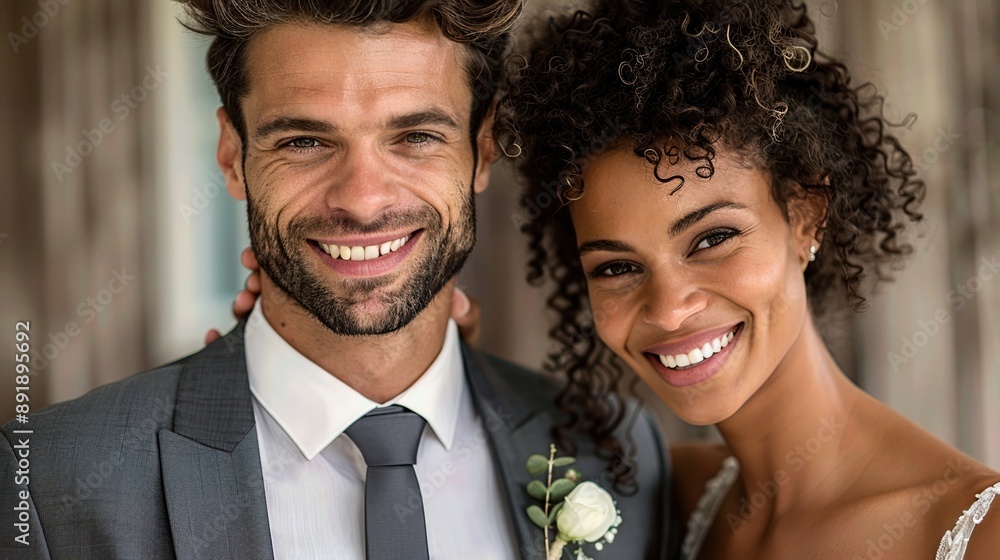 Joyful couple celebrating love on their wedding day, radiating happiness and affection in an elegant setting. Joyful couple celebrating love on their wedding day, radiating happiness and affection in an elegant setting.