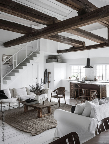 Scandinavia style interior, scandi living room, inteior design photo