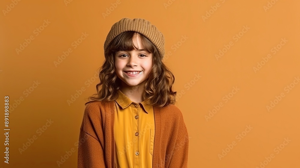 cheerful young young girl in clothes, simple background color for copy text space, wide screen for ads and banners cheerful young young girl in clothes, simple background color for copy text space, wide screen for ads and banners
