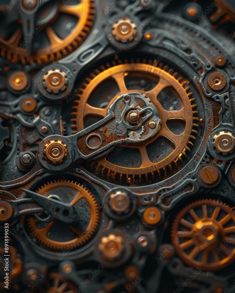 A close-up of intricate gears. AI. A close-up of intricate gears. AI.