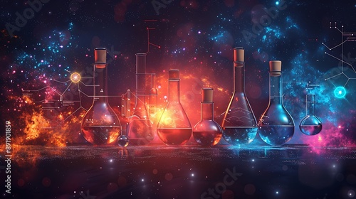 Infographic explaining the meaning of chemical equations and their reactions using colorful and futuristic visuals for better understanding of organic chemistry
