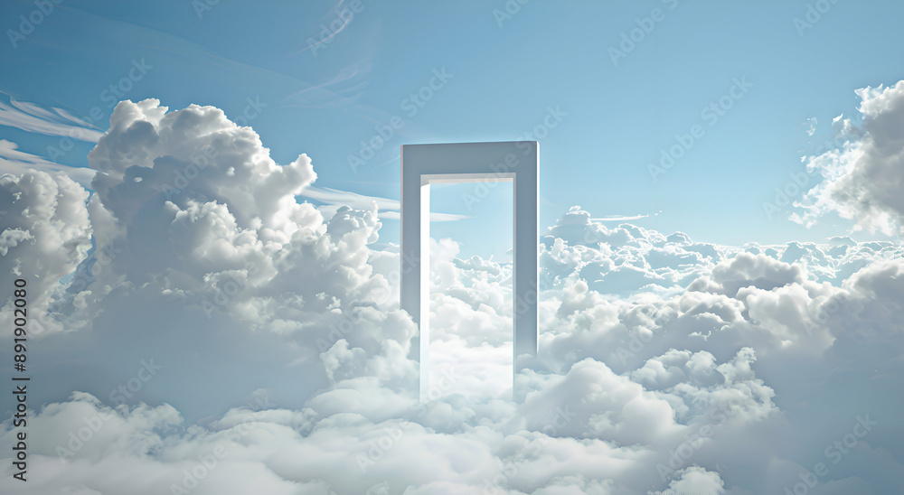 A minimalistic gateway to heaven, on the clouds. A minimalistic gateway to heaven, on the clouds.