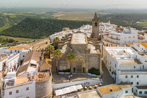Obraz na płótnie Aerial view of the picturesque Vejer de la Frontera town in Andalusia, Spain. w salonie