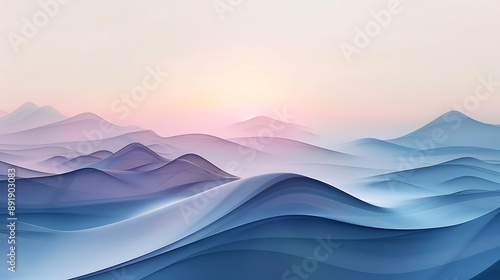 Gentle gradient waves create a serene ambiance in minimalist artwork. © Danish