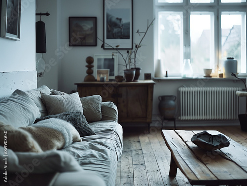 Scandinavia style interior, scandi living room, inteior design photo