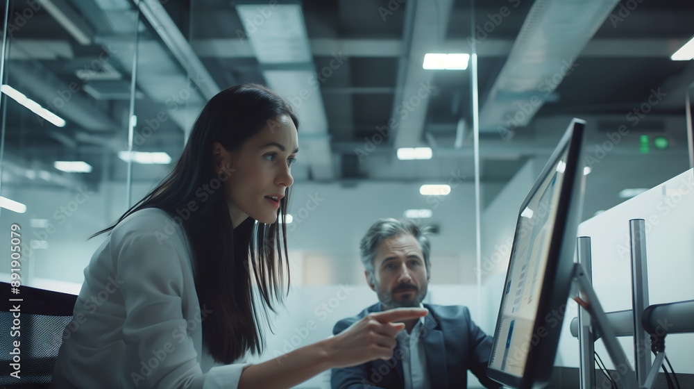 Obraz premium Business Professionals Collaborating in Modern Office 