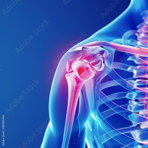 Human shoulder joint pain, x-ray view