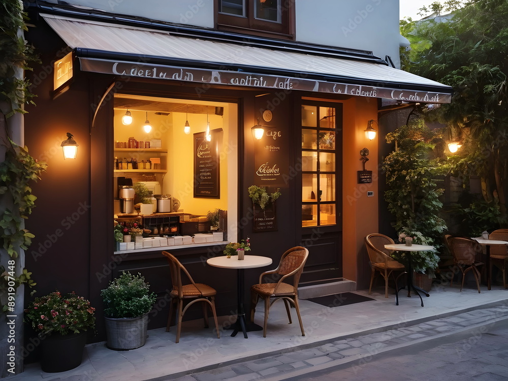 Fototapeta premium Cozy cafe view in french style