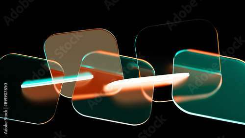 Fototapeta Naklejka Na Ścianę i Meble -  Abstract 3d background wallpaper with glass squares with colorful light emitter iridescent neon holographic gradient. Gradient design element for banners, backgrounds, wallpapers and covers.