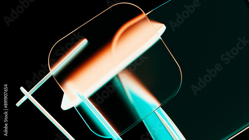 Fototapeta Naklejka Na Ścianę i Meble -  Abstract 3d background wallpaper with glass squares with colorful light emitter iridescent neon holographic gradient. Gradient design element for banners, backgrounds, wallpapers and covers.