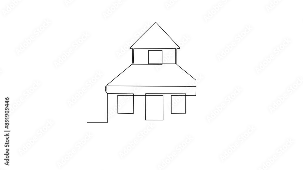 Animated self drawing of Russia traditional house video design illustration. Europe country traditional house in simple linear style video design concept. Historical education for all students people Animated self drawing of Russia traditional house video design illustration. Europe country traditional house in simple linear style video design concept. Historical education for all students people