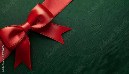 red ribbon on green background