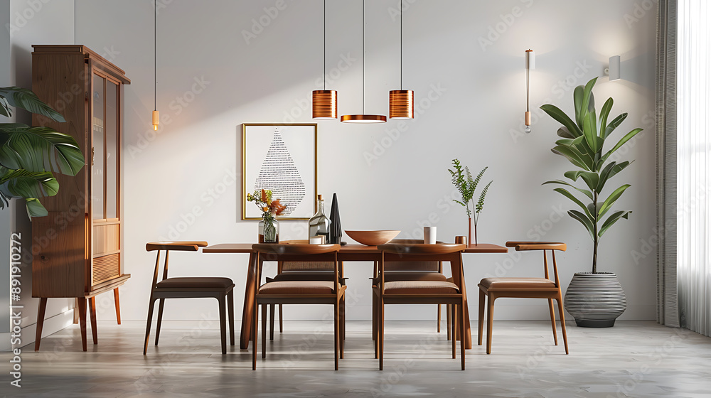 Mid-Century Modern Dining Room Mockup Mid-Century Modern Dining Room Mockup