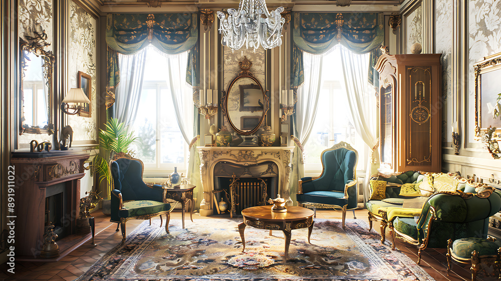 Obraz premium Vintage Victorian Parlor Mockup