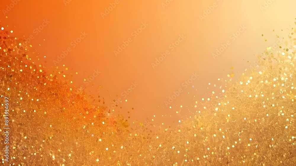 Orange gradient background with golden glitter Orange gradient background with golden glitter