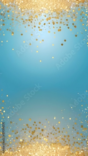 Luxury gradient background of sky blue with glitter gold