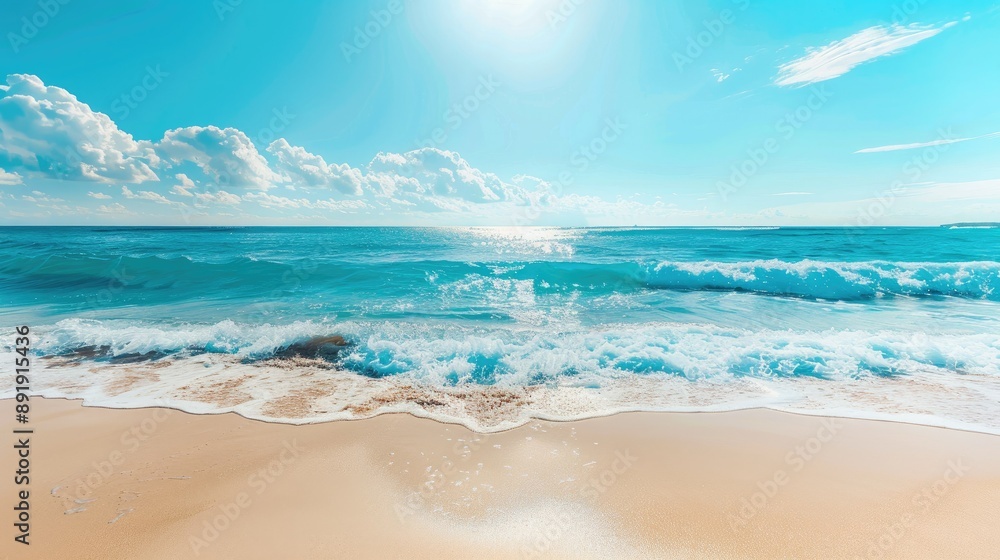 Beautiful sea beach with a clear blue horizon and gentle waves Beautiful sea beach with a clear blue horizon and gentle waves