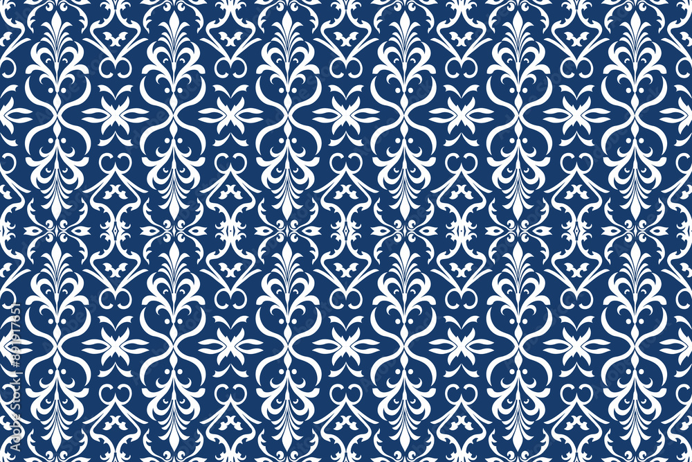 Navy Blue and White Ornate Pattern Navy Blue and White Ornate Pattern
