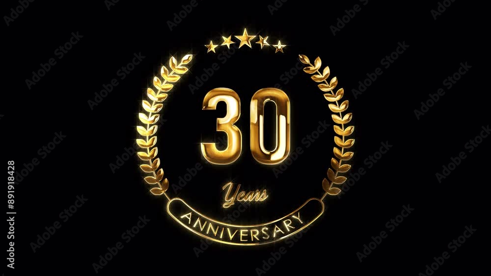 30th Anniversary Celebration. Golden 30 Years Anniversary Animation in Gold Color on the Transparent Background, Alpha Channel. Great for greetings, celebrations, events, and gifts. 30th Anniversary Celebration. Golden 30 Years Anniversary Animation in Gold Color on the Transparent Background, Alpha Channel. Great for greetings, celebrations, events, and gifts.