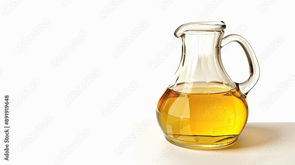 High-quality image of a glass jug containing cooking oil, isolated on white High-quality image of a glass jug containing cooking oil, isolated on white