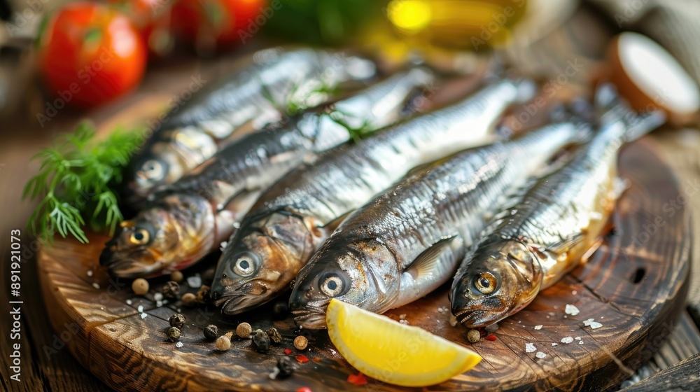 Fresh herring as rustic seafood meal on table background Fresh herring as rustic seafood meal on table background