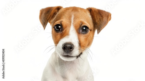 8 year old Jack Russell Terrier puppy on white background