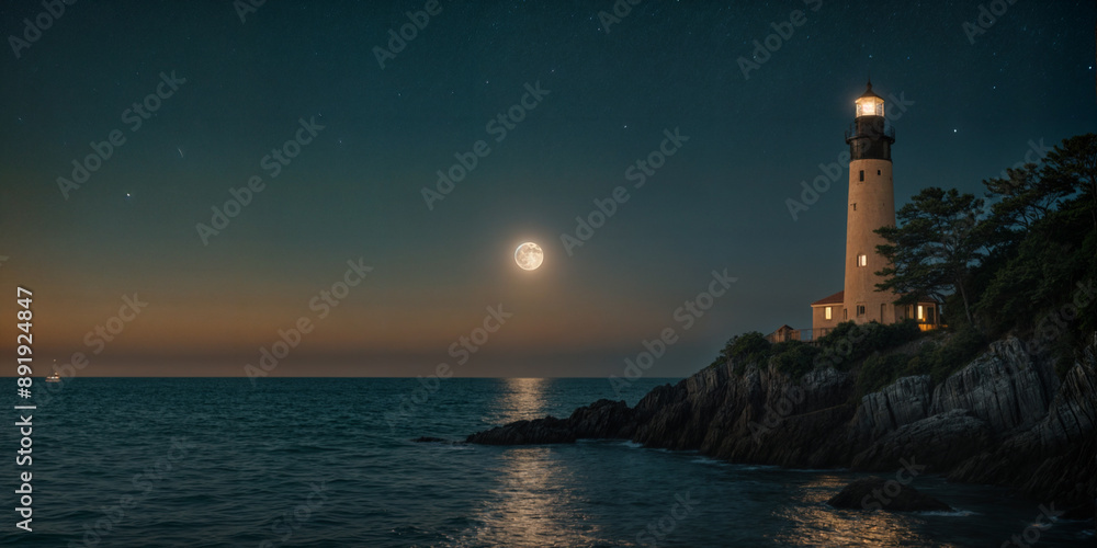 Fototapeta premium lighthouse at night