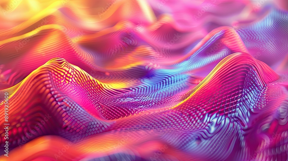 A dynamic 3D background with cascading bright color waves and intricate patterns A dynamic 3D background with cascading bright color waves and intricate patterns